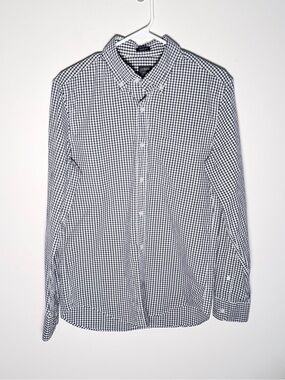 J. Crew Black and White Gingham Button-Down Shirt
